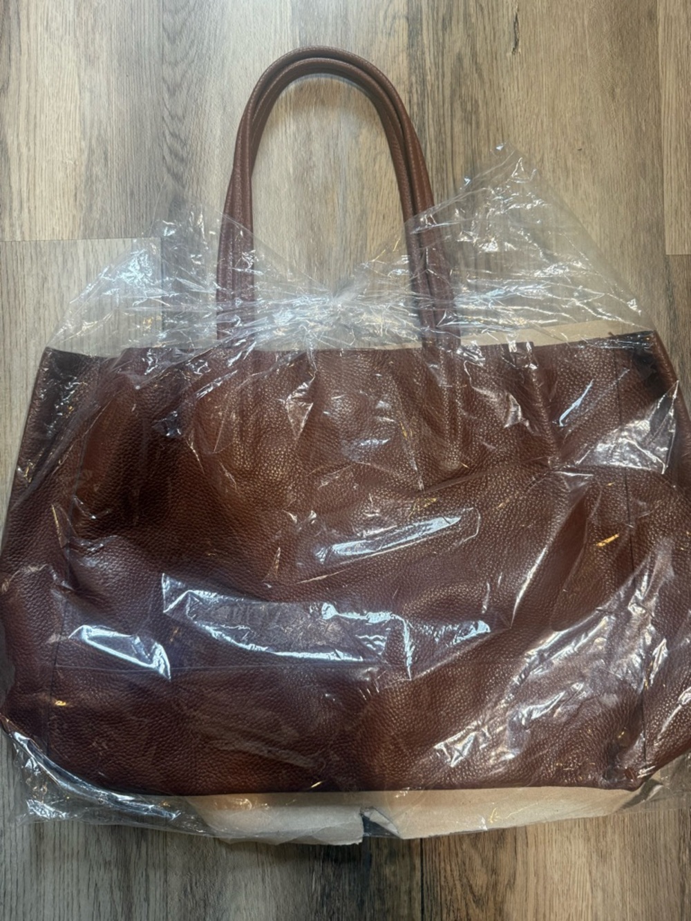 Brown Pebbled Leather Tote Bag
